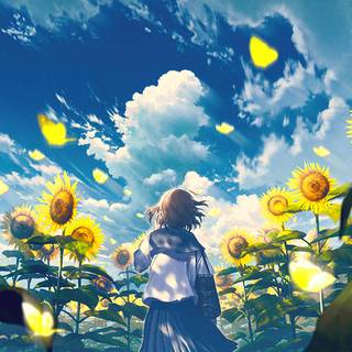 Anime sunflower 4k wallpaper