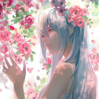 Anime cute flower wallpaper