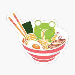 Frog with ramen wallpaper