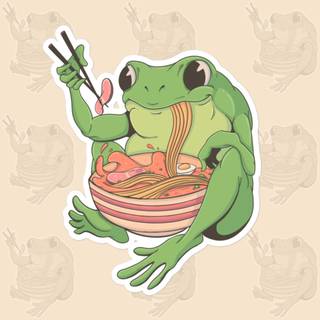 Frog with ramen wallpaper