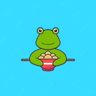 Frog with ramen wallpaper