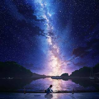 Vertical night anime wallpaper