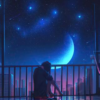 Alone boy night wallpaper