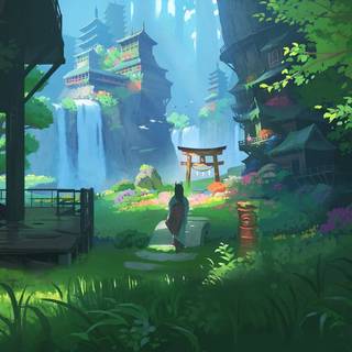 Anime forest PS4 wallpaper