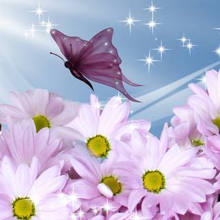 Summer florals wallpaper