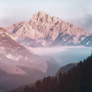 Foggy spring mountains wallpaper