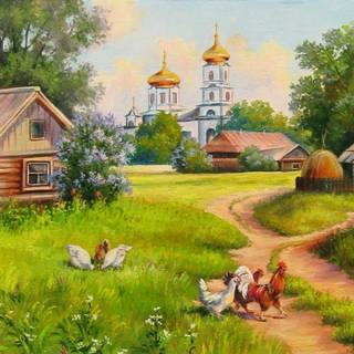 Green village wallpaper