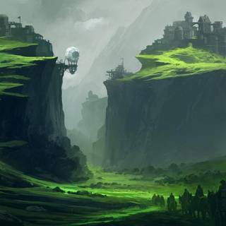 Green village wallpaper