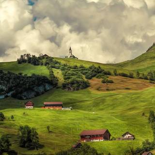 Green village wallpaper