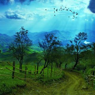 Green village wallpaper