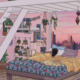 Bedroom aesthetic art wallpaper