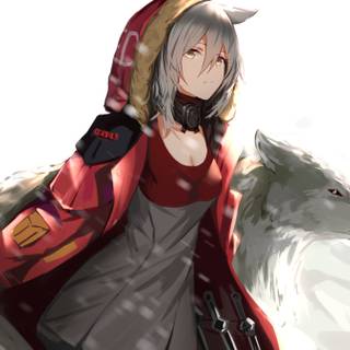 Illustration anime wolf girl 4k wallpaper