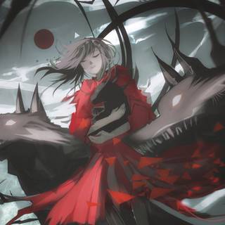 Illustration anime wolf girl 4k wallpaper