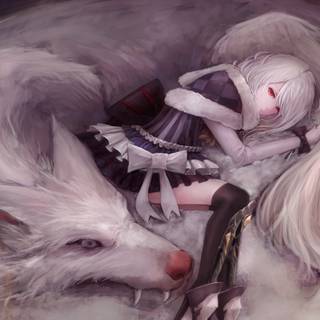 Illustration anime wolf girl 4k wallpaper