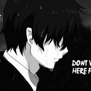 Sad anime boy black wallpaper