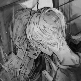 Sad anime boy black wallpaper