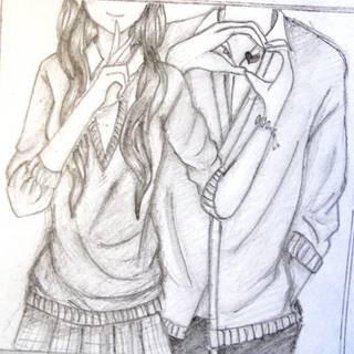 Anime couples drawing wallpaper