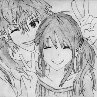 Anime couples drawing wallpaper