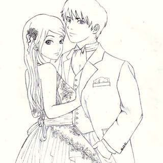 Anime couples drawing wallpaper