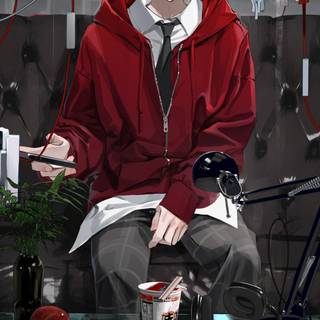 Anime red boy wallpaper