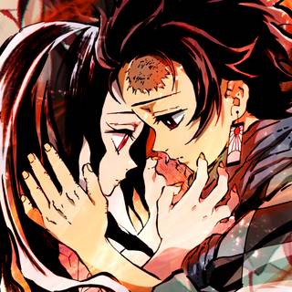 Nezuko Kamado and Tanjiro 4k iPhone wallpaper