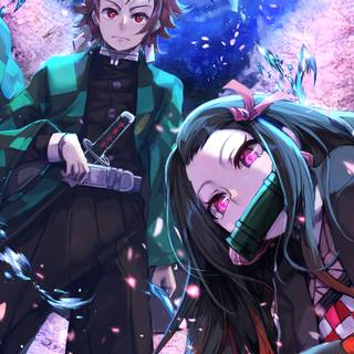 Nezuko Kamado and Tanjiro 4k iPhone wallpaper