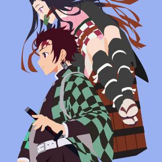 Nezuko Kamado and Tanjiro 4k iPhone wallpaper