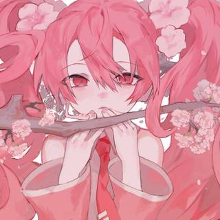 Aesthetic pink anime desktop wallpaper