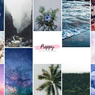 Preppy summer collage wallpaper