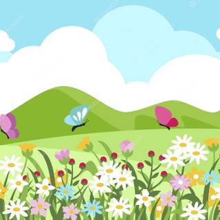 Spring flower cartoon wallpaper