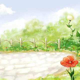 Spring flower cartoon wallpaper