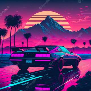 80s sunset wallpaper