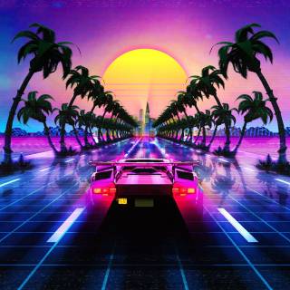80s sunset wallpaper