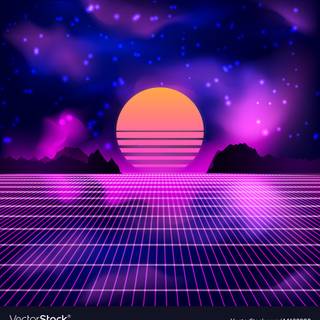 80s sunset wallpaper