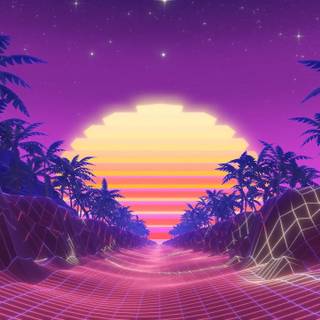 80s sunset wallpaper