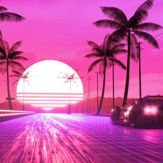 80s sunset wallpaper