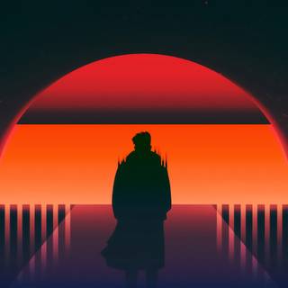 80s sunset wallpaper