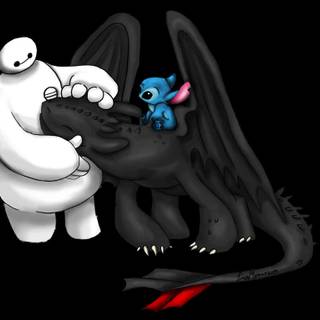 Stitch Toothless desktop wallpaper