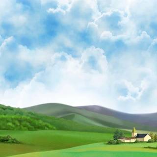 Farm house springtime wallpaper