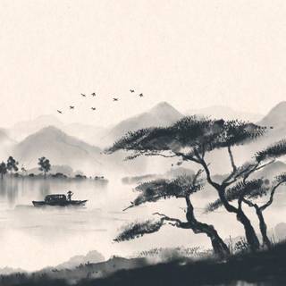 Ink wash painting wallpaper