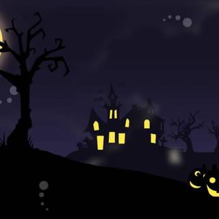 Halloween cartoon house wallpaper