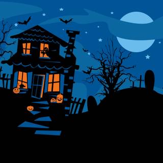 Halloween cartoon house wallpaper