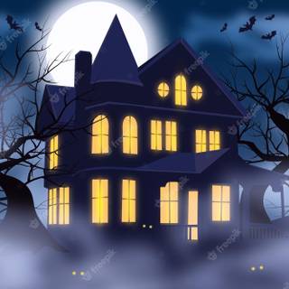 Halloween cartoon house wallpaper