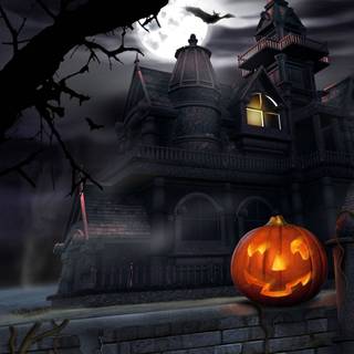 Halloween cartoon house wallpaper
