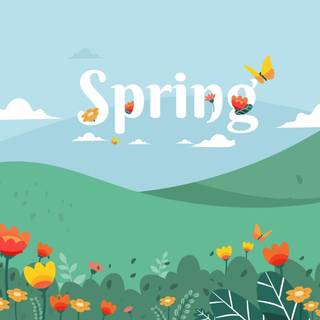 Cartoon spring PC wallpaper