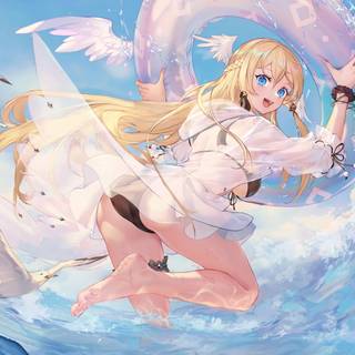 Pixel anime summer wallpaper