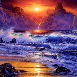 Preppy summer ocean waves wallpaper