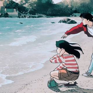 Preppy summer ocean waves wallpaper