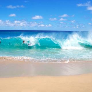 Preppy summer ocean waves wallpaper