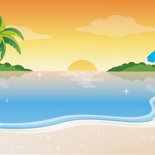 Beach summer cartoon wallpaper